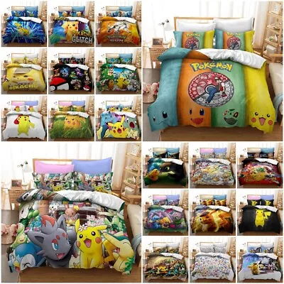 Cars McQueen P0kémon Pikachu Quilt Doona Duvet Cover Pillowcase Bedding Set AU • $37.99