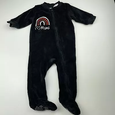 Girls Size 0 Baby Berry Black Fleece Zip Coverall / Romper GUC • $5.45