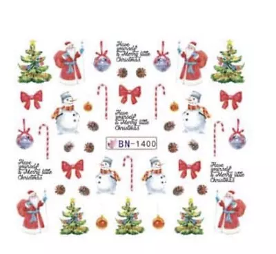 Christmas Nail Art (water Decals) Christmas Tree Nail Decals Candy Cane Nail Art • $2.99