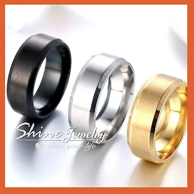 Mens Womens Gold Gf 8mm Band Diamond Cut Edge Wedding Anniversary Eternity Ring • $5.11
