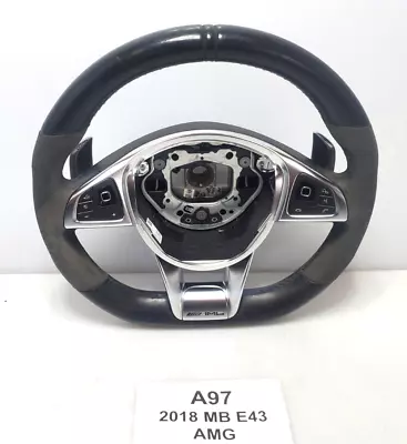 ✅ 17-20 OEM Mercedes W213 E43 E63 AMG Steering Wheel Leather W/ Paddle Shifters • $836.95