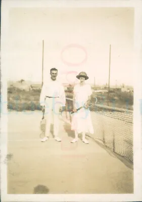 1924 Original Photo British Couple Tennis Alexandria Egypt 3.3x2.3  • £8.18