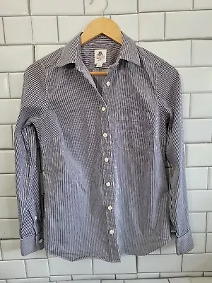 THOMAS MASON SHIRTING FOR J.CREW Ladies Long Sleeve Navy Pinstripe Button Up... • $36