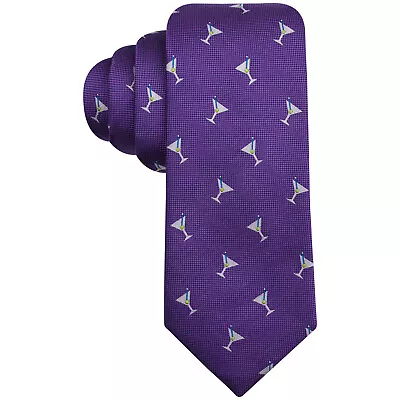 COUNTESS MARA Purple Martini Club Silk Woven Narrow Tie • $19.99