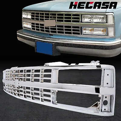 HECASA Chrome Grille For 88-93 Chevy C K 1500 2500 3500 W/ Insert Dual Headlight • $116.89