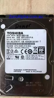 MQ01ABD100 Toshiba Donor Hard Drive AX1P1A 21APR2015 • $249