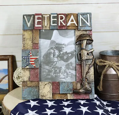 Military Patriotic USA Star Veteran Helmet Rifle And Boot 5 X7  Picture Frame • $26.99