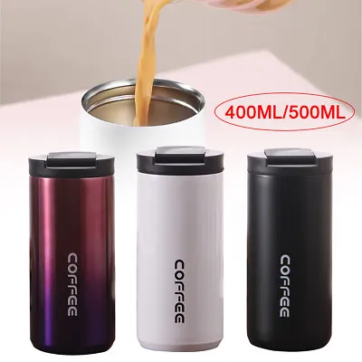 400/500ML Insulated Coffee Mug Cup Travel Stainless Steel Flask Vacuum With Lid • £7.89