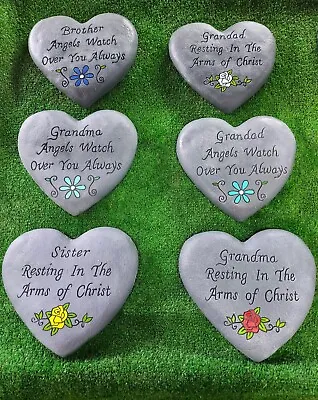 Stone Garden  Heart Family Memorial Plaques Concrete Ornament  • £18