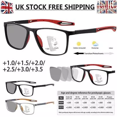 Multifocal Progressive Varifocal Reading Glass Photochromic Anti-blue +1.0 ~+3.5 • £5.86