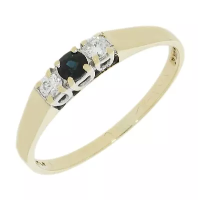 Sapphire And Diamond Trilogy Ring 9ct Yellow Gold CH1202 RRP £139.00 • £69