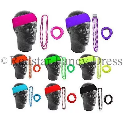 Neon Headbands Gummys Gummies Necklace Bead 1980s Hen Party Sweatbands Tutu • £4.49