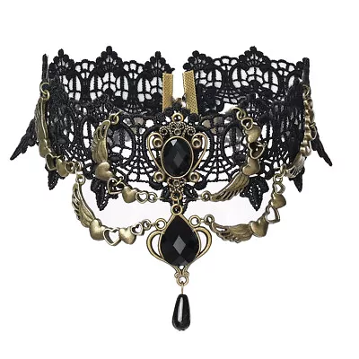 Victorian Lady Black   Choker Steampunk Gear Neckwear Gothic Lady Necklace • $8.99