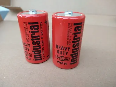 Vintage Pair Ray-O-Vac D Cell Industrial Batteries WM30 Red Battery. Display • $9.98