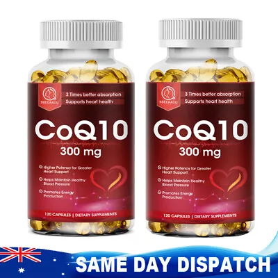 2 Bottles 300mg COQ 10 Coenzyme-Q10 Supplement Cardiovascular Heart Health 120pc • $38.99