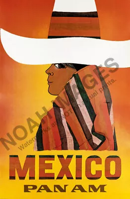 Mexico Pan Am Vintage Airlines Air Travel Poster 12x18 • $7.95