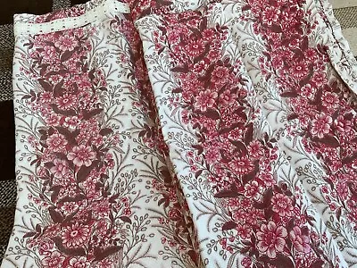 £19.95 • Buy Vintage 70s Curtains Gorgeous Vintage Pink Flower Curtains Seventies Fabric