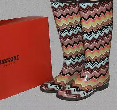 MISSONI Chevron Stripes Rubber Rain Boots Wm's NIB DISCONTINUED SOLD OUT • $79.99
