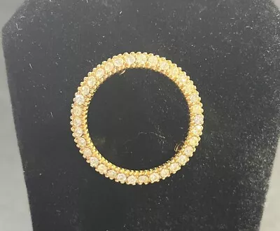 Ciner Vintage Gold Tone Rhinestone Circle Brooch Pin Jewelry • $9.99