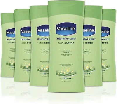 Vaseline Moisturiser Intensive Care Aloe Vera Body Lotion 200ml X 6 • £15.20