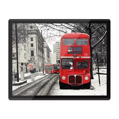 Placemat Mousemat 8x10 - London Red Bus UK Winter Snow  #14648 • £7.49