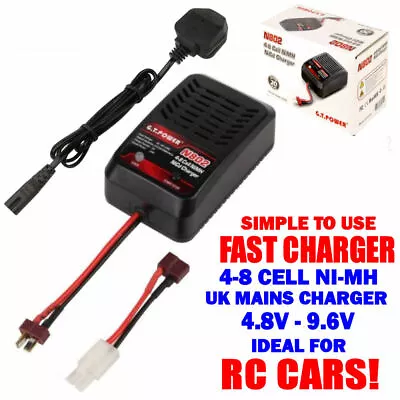 Fusion Racing 6-8 Fast Battery Charger For 7.2V - 9.6V Packs Tamiya Cars • £19.99