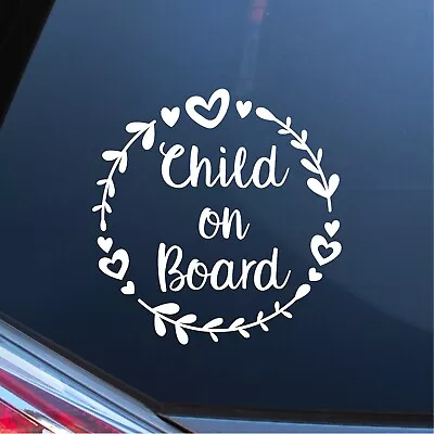 Child On Board Car Window Glass Sticker Vinyl Decal Child Van Sign Hearts Kids • £4.99