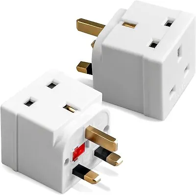 2way Adaptor 3 Pin Mains Socket 13 Amp Double Household Multi Plug Adapter Uk • £9.99