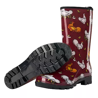 HISEA Women Mid Calf PVC Rain Boots Waterproof Wellies Non-Slip Farm Garden Boot • $32.99