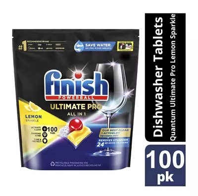 Finish Dishwashing Tablet Powerball Quantum Ultimate Pro Lemon Sparkle 100pk • $61.26