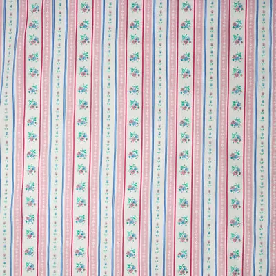 Polycotton Fabric Vintage Rows Of Flowers Floral Stripes Princes Way • £2.70