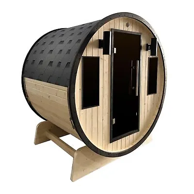 ALEKO Outdoor 3-4 Person Pine Wood Dry Wet Barrel Sauna With Heater And Roof • $4399
