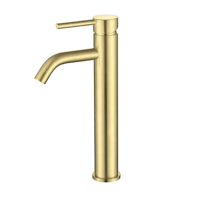 Decaura Basin Mixer Tap Brushed Gold Brass Bathroom Taps Tall Gooseneck Spout • $99.99