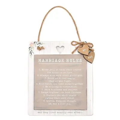 Marriage Rules Wooden Plaque Wedding Gift With Rustic Twine By Widdop Gifts • £11.99