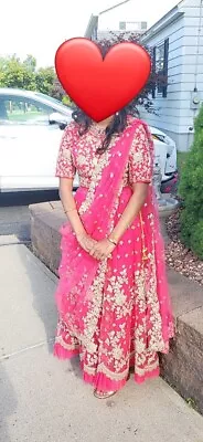 $119 • Buy Lengha Choli Bridal, Saree, Sari. Wedding, Lehenga, Salwar Pink Fushia Pretty