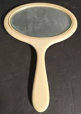 Vintage 1920's Art Deco French Beige Celluloid Dresser Hand Mirror 10  X 7   • $8