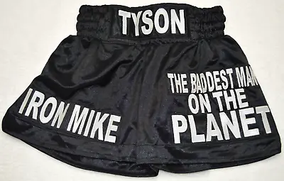 Mike Tyson Custom Black Baddest Man Boxing Trunks Embroidered XSmall • $70.99