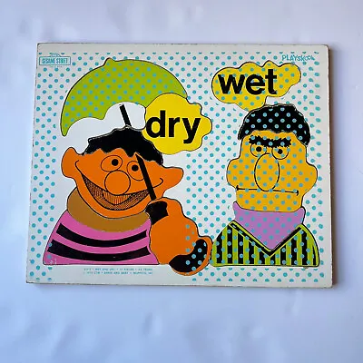 VTG Playskool Sesame Street Wooden Puzzle Bert Ernie Wet And Dry 1973 Muppets • $8.99
