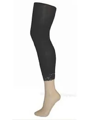 New Footless Opaque 3/4 Length Tights Capri Lace Trim Colours • £9.27