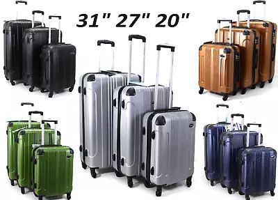 XX Large Hard Shell 3 PCS ABS Cabin Suitcase 4 Wheel Luggage Lightweight Trolley • £24.99