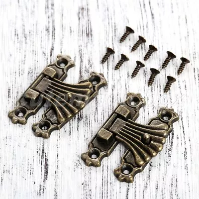 $4.72 • Buy 2pcs Jewelry Gift Case Box Hasps Lock Latch Wooden Chest Clasp Hasp W/ Screws
