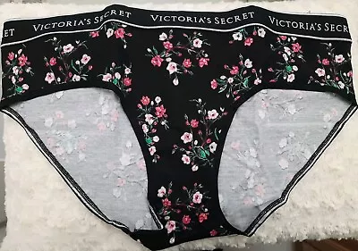 New Victoria's Secret Black Floral Cotton/modal Hiphugger Panty SZ XL • $7