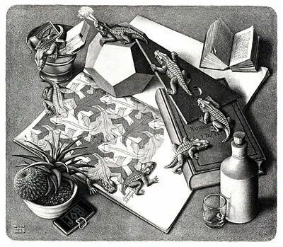 M.C. ESCHER Reptiles (1943) (62x54cm) CANVAS POSTER FREE P&P • £45.60