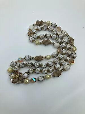 Vtg 1950s MIRIAM HASKELL ? HAR ? Dragon's Egg Murano Beads Two Strands Necklace • $121.93