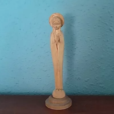 Vintage Blessed Mother Virgin Mary Carved Wood Lady Of Fatima Germany 4.5  Tall • $19.99