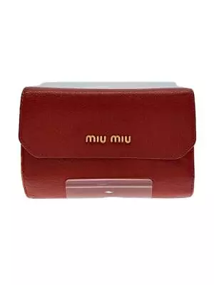 MIU MIU Tri-Fold Wallet/Leather/Red/Red/Bordeaux/Solid Color/Women's • $69.98