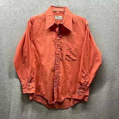 Vintage Disco Shirt Adult 15.5 Medium Pink Orange Leisure 70s Mens • $28.75