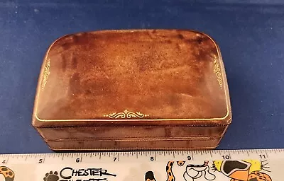 Vintage Brown Calf Skin Jewelry Box Made In Italy Nice • $49.99