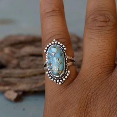 Blue Copper Turquoise 925 Sterling Silver Ring Mother's Day Gift Jewelry MP-1323 • $15.16