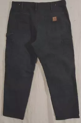 Carhartt B111-BLK Duck Canvas Flannel Lined Pants Black Mens Sz 36 X 32 • $26.59